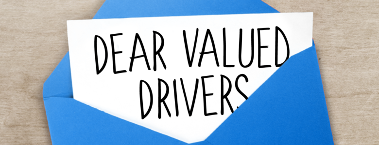 COVID-19 Thank You Drivers blue envelope with letter
